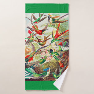 1904 hummingbirds print bath towel set
