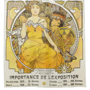 1904 World's Fair By Alphonse Mucha Shower Curtain