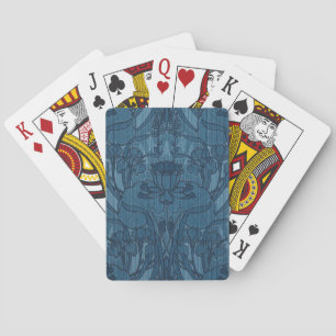 1905 Art Nouveau Style Blue Floral & Leaves Design Playing Cards