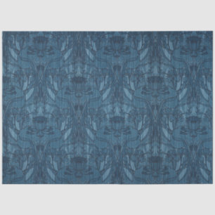 1905 Art Nouveau Style Blue Floral & Leaves Design Tissue Paper