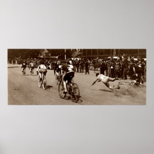 1905 Bicycle Race Wipe Out Poster