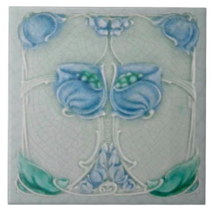 1905 Marsden Art Nouveau Blue Floral Repro Tile