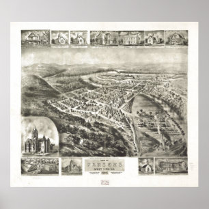 1905 Parsons, WV Bird's Eye View Panoramic Map Poster