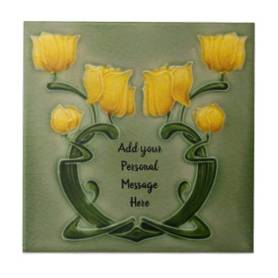 1905 Richards Art Nouveau Green Yellow Repro Tile