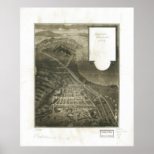 1905 San Mateo, CA Birds Eye View Panoramic Map Poster