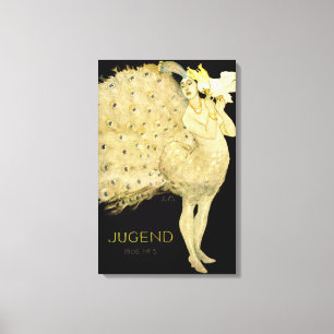 1906!!! ART NOUVEAU PEACOCK DANCER CANVAS PRINT