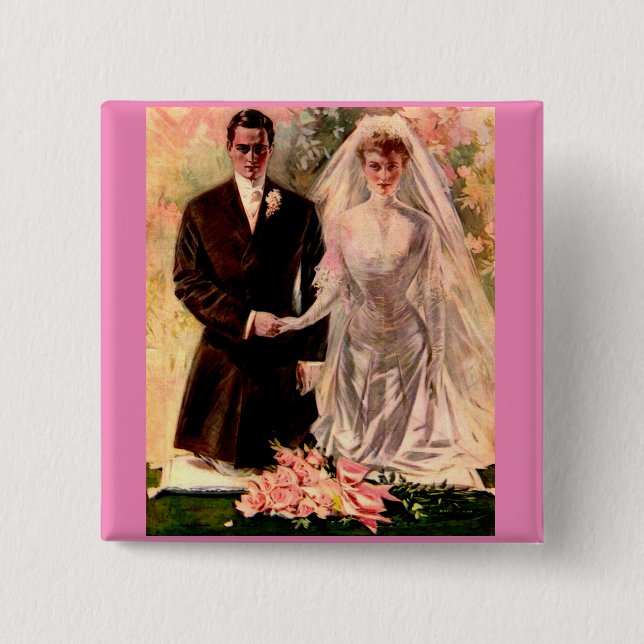 1906 Edwardian wedding 15 Cm Square Badge (Front)