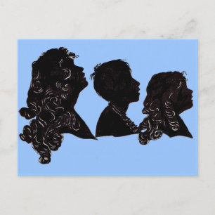 1906 family silhouette mother, son and daughter postcard