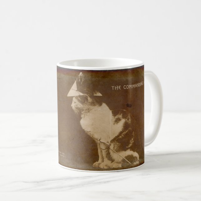 1906 The Commanding Officer dressed cat RPPC Coffee Mug (Front Right)