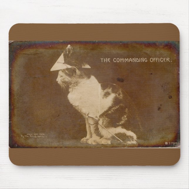 1906 The Commanding Officer dressed cat RPPC Mouse Pad (Front)