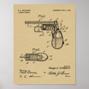 1906 Water Gun Patent Art Drawing Print