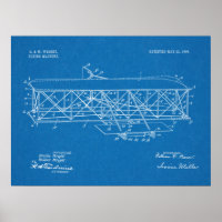 1906 Wright Brothers Aeroplane Patent Art Drawing
