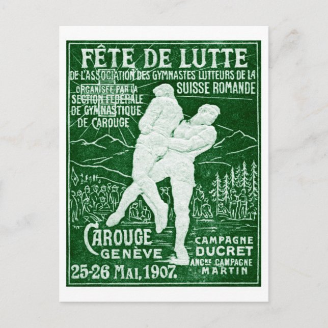 1907 Swiss Wrestling Postcard (Front)