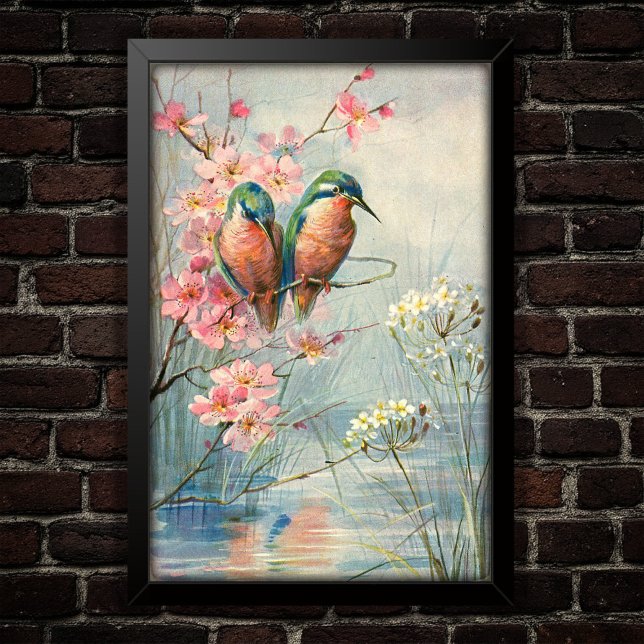 1907 Vintage Kingfishers and Blossoms Poster (Creator Uploaded)