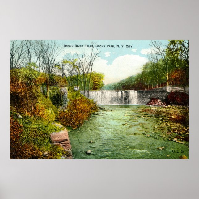 1908 Bronx River Falls, Bronx Park, New York City Poster (Front)