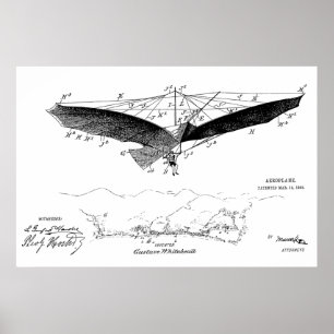1908 Flying Wing Patent Drawing Art Print