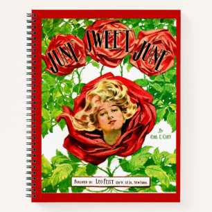 1908 June Sweet June sheet music print Notebook