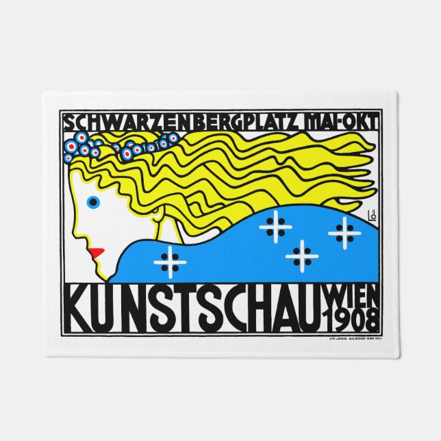 1908 Vienna Art Nouveau Art Show Fair Maiden Doormat (Front)