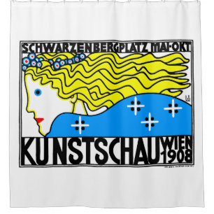 1908 Vienna Art Nouveau Art Show Fair Maiden Shower Curtain