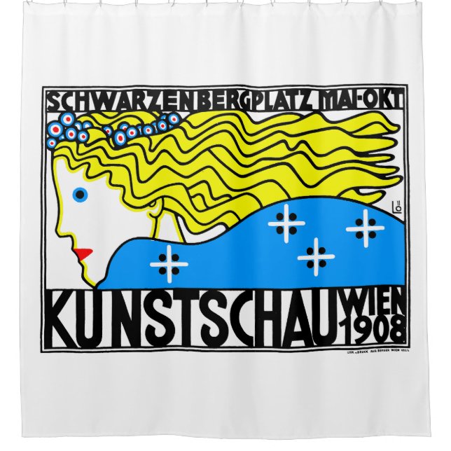 1908 Vienna Art Nouveau Art Show Fair Maiden Shower Curtain (Front)