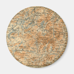 1909 Adirondacks Map from Baedeker's Travel Guide Magnet