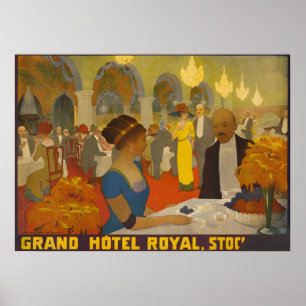 1909 Grand Hotel Royal Stockholm Vintage Poster