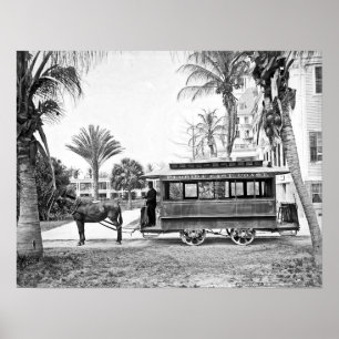 1909 Palm Beach Florida Trolley Poster