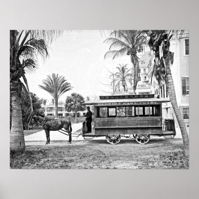 1909 Palm Beach Florida Trolley Poster (Front)