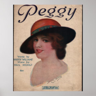 1909 Sheet Music Cover "PEGGY" Poster