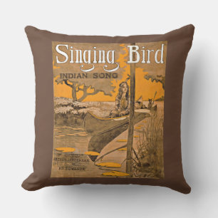 1909 Singing Bird sheet music print Cushion