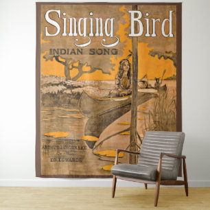 1909 Singing Bird sheet music print Tapestry