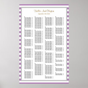 190 Purple/White Stripes Wedding Seating Chart