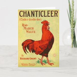 1910 Chanticleer rooster sheet music print Card