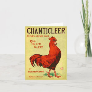 1910 Chanticleer sheet music print Note Card