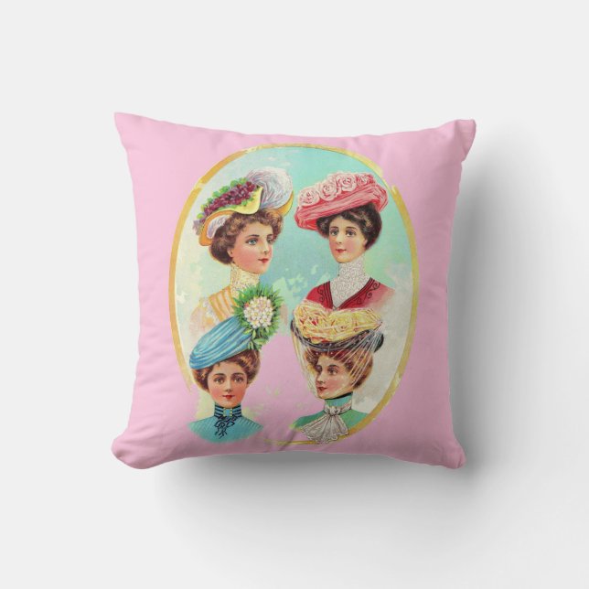 1910 dainty summer hats cushion (Front)