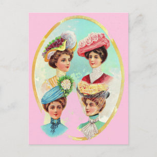 1910 dainty summer hats postcard