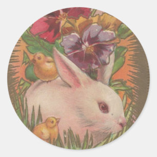 1910 Easter Bunny Classic Round Sticker