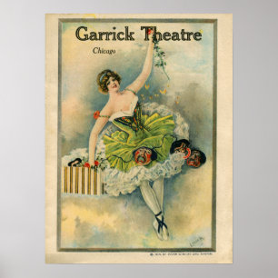 1910 Lovely Woman Thespian Garrick Theater Chicago Poster