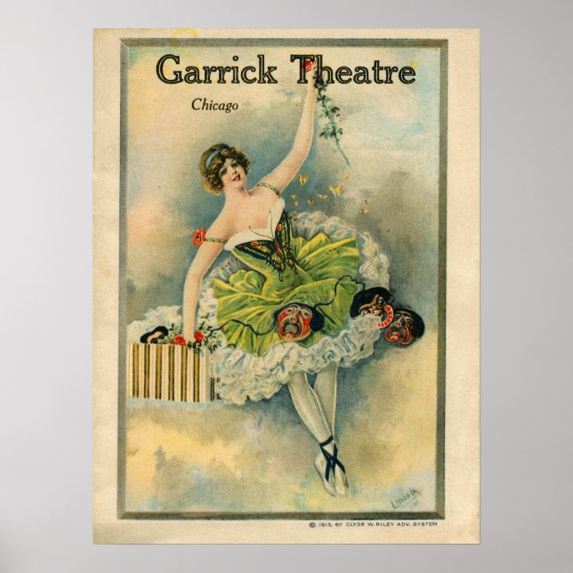 1910 Lovely Woman Thespian Garrick Theatre Chicago Poster (Front)