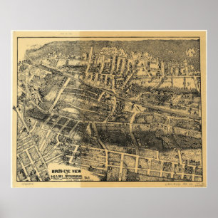 1910 Maplewood, NJ Birds Eye View Panoramic Map Poster