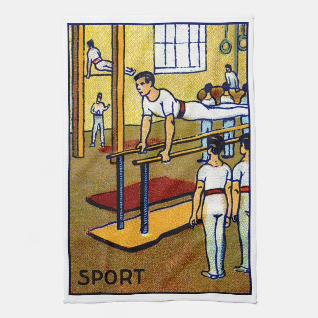 1910 Men's Gymnastics Tea Towel (Vertical)