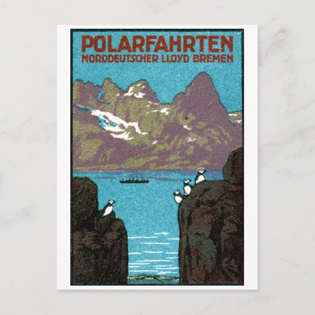 1910 Ocean Liner Poster Postcard (Front)