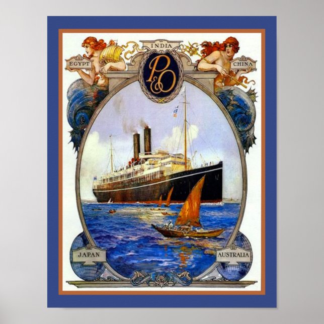 1910 Peninsular and Oriental Steam Navigation Poster (Front)