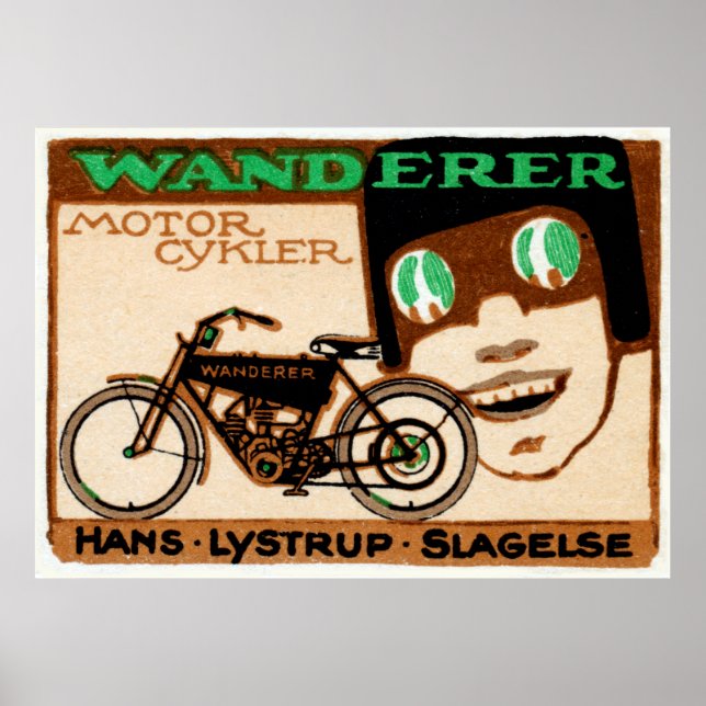 1910 Wanderer Motorcycle Poster (Front)