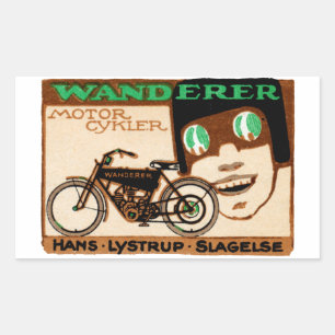 1910 Wanderer Motorcycle Poster Rectangular Sticker