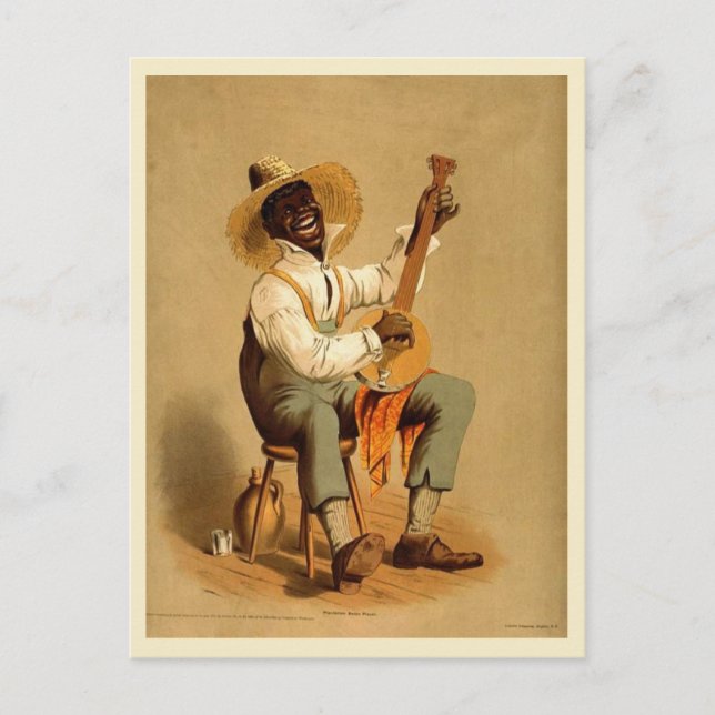 1910s African American Banjo Player Postcard (Front)