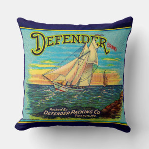 1910s Defender brand packing sailboat label Cushion