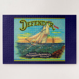 1910s Defender brand packing sailboat label Jigsaw Puzzle