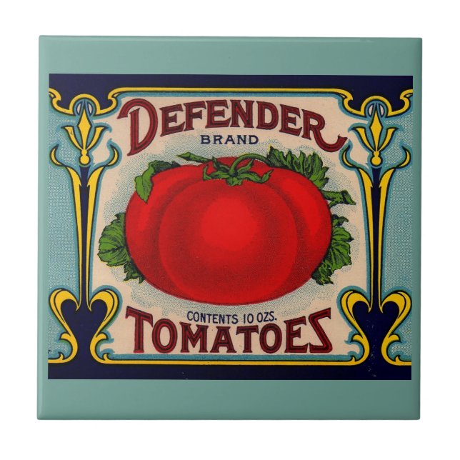 1910s Defender brand tomatoes label Tile (Front)
