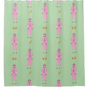 1910s Fashion Illustration Lady & Pekingese Dog Shower Curtain